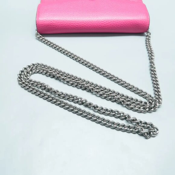 Authentic GUCCI Dionysus Chain Wallet Fuchsia Leather Shoulder Bag 992-12324 - Picture 6 of 12